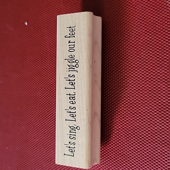 Phrase Let's sing let's eat let's jiggle our feet wooden stamp - Picture 1 of 2